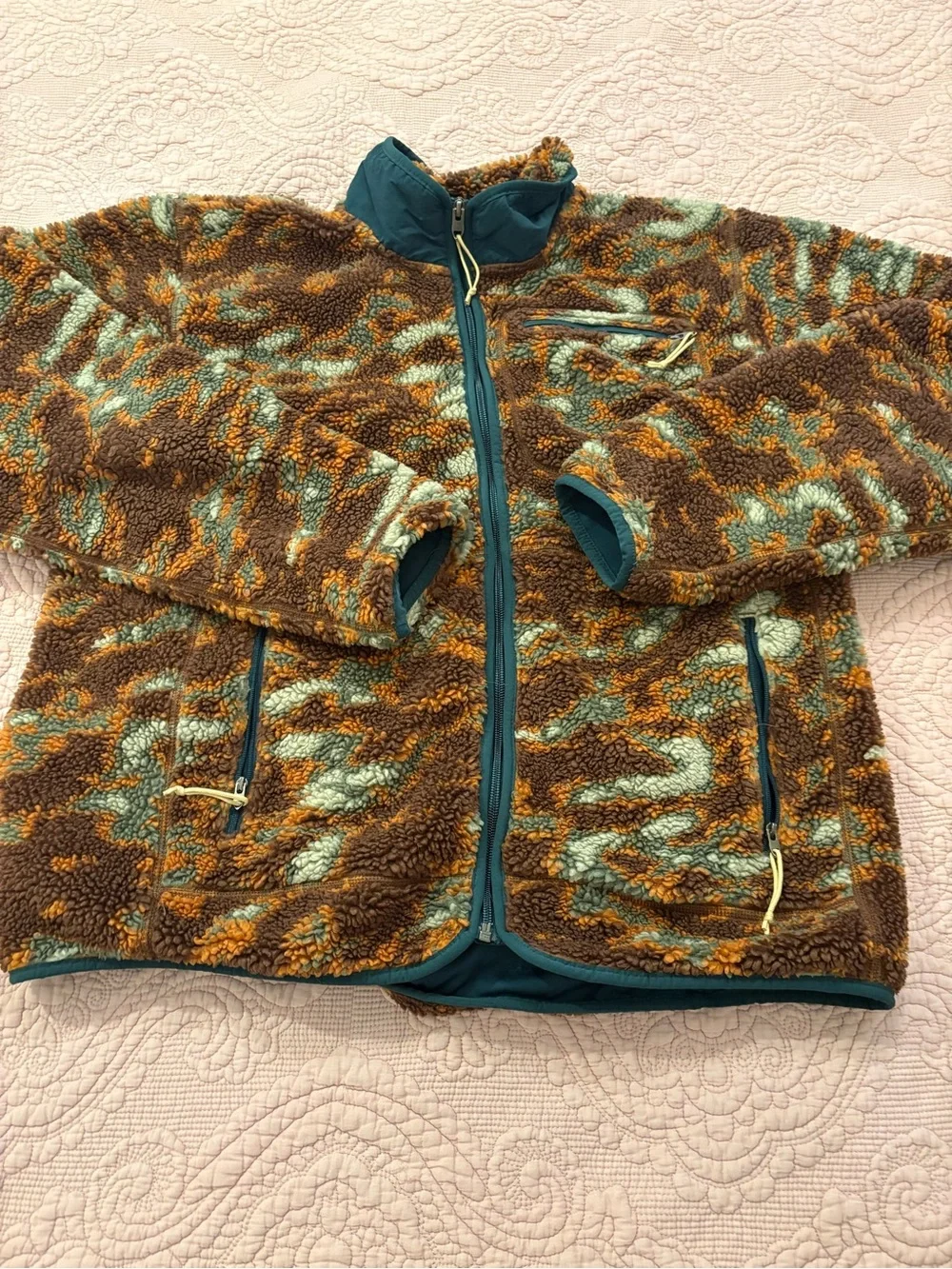 EUC The North Face Mens Brown Camo Fleece Jacket